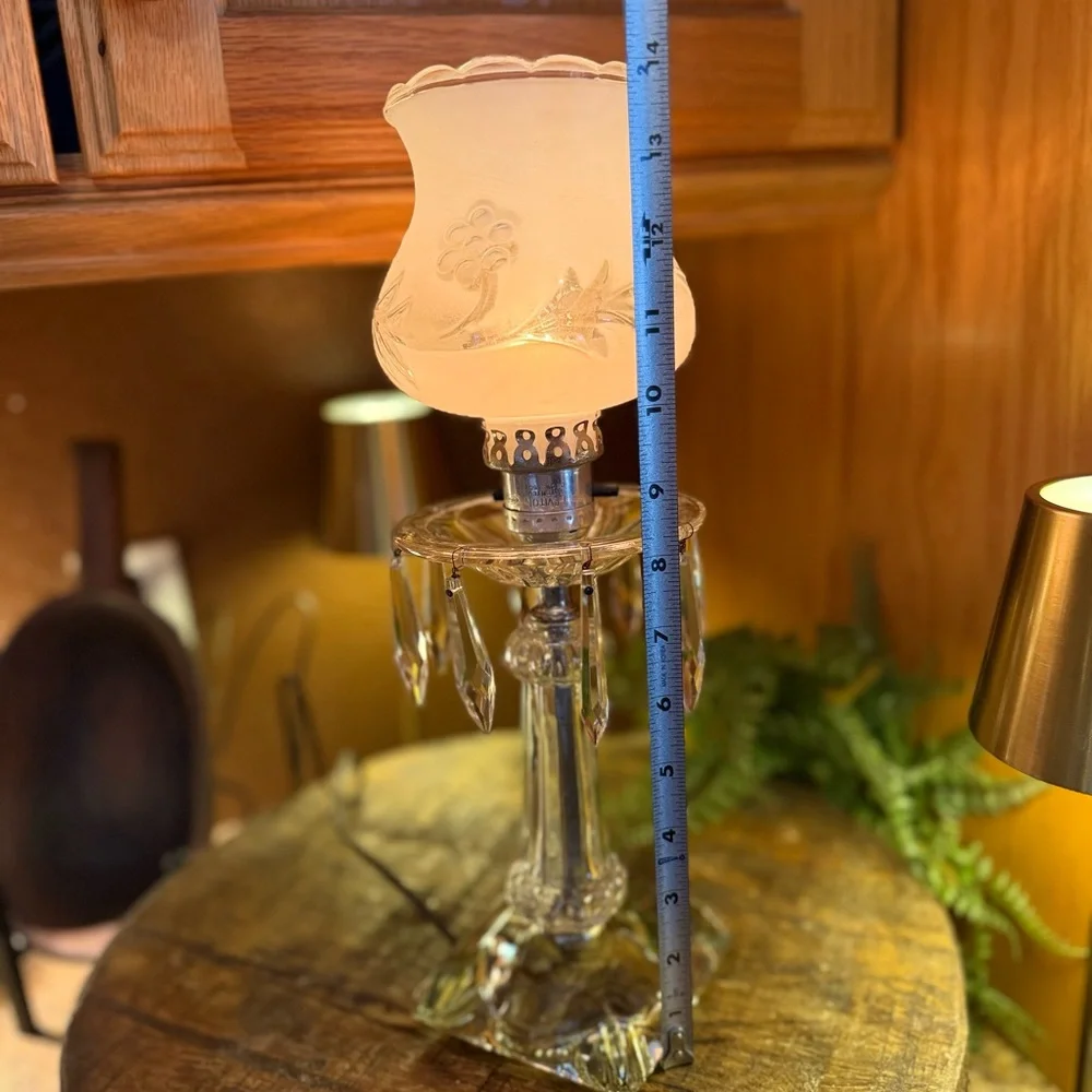 Vintage Crystal Boudoir / Parlor Lamp, Leviton Likely (1915–1935).